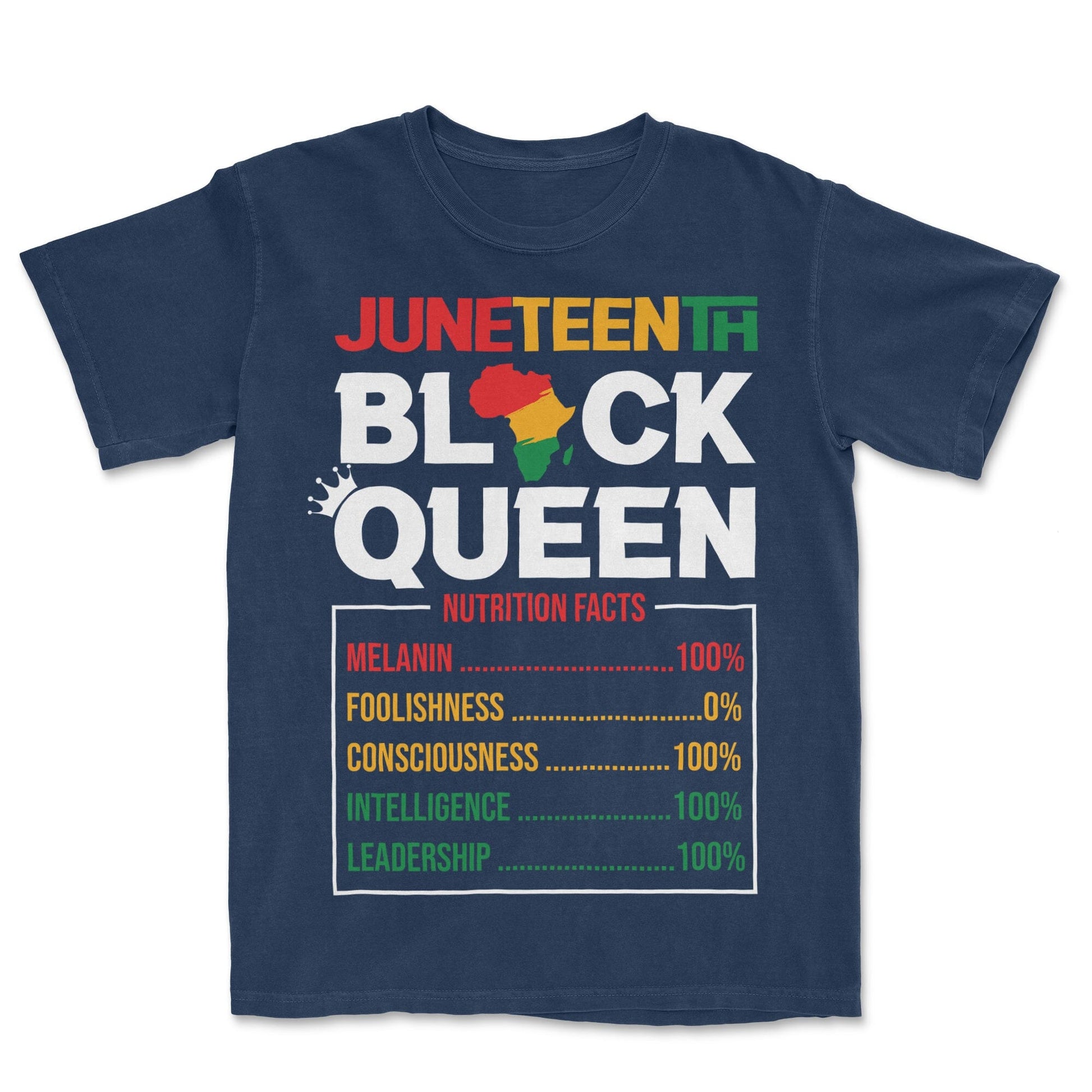 Juneteenth Black Queen Nutrition Facts T-shirt Apparel Gearment Premium - Heavyweight & Vintage Navy S