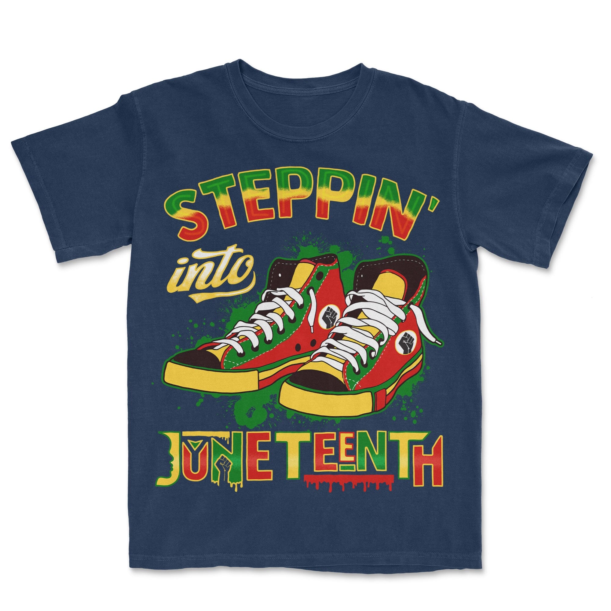 Steppin' Into Juneteenth T-shirt Apparel Gearment Premium - Heavyweight & Vintage Navy S