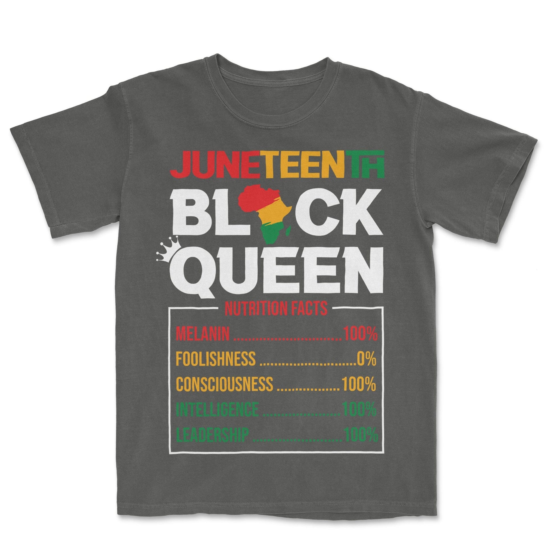 Juneteenth Black Queen Nutrition Facts T-shirt Apparel Gearment Premium - Heavyweight & Vintage Pepper S