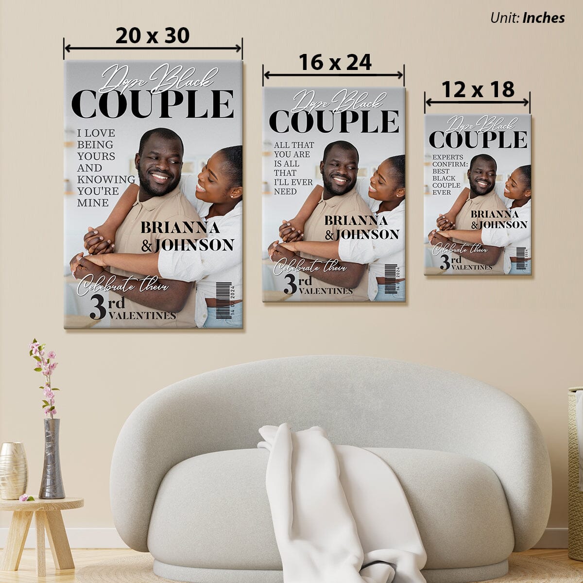 Personalized Dope Black Couple Magazine Cover Canvas Wall Canvas Dreamship 