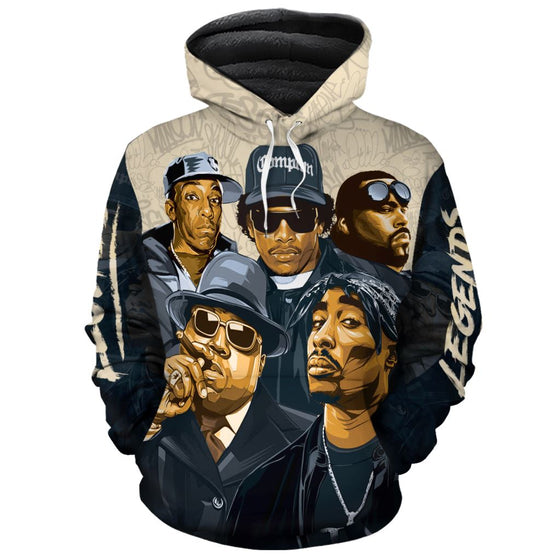 Hip Hop Legends 2 Premium Hoodie Fleece Hoodie Zootop Bear Pullover S 