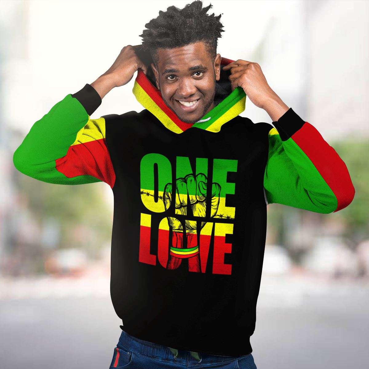 Reggae One Love Premium Hoodie Fleece Hoodie Zootop Bear 