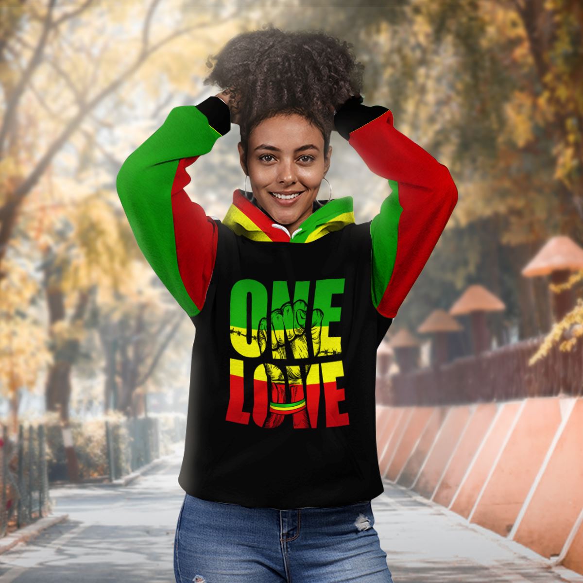 Reggae One Love Premium Hoodie Fleece Hoodie Zootop Bear 
