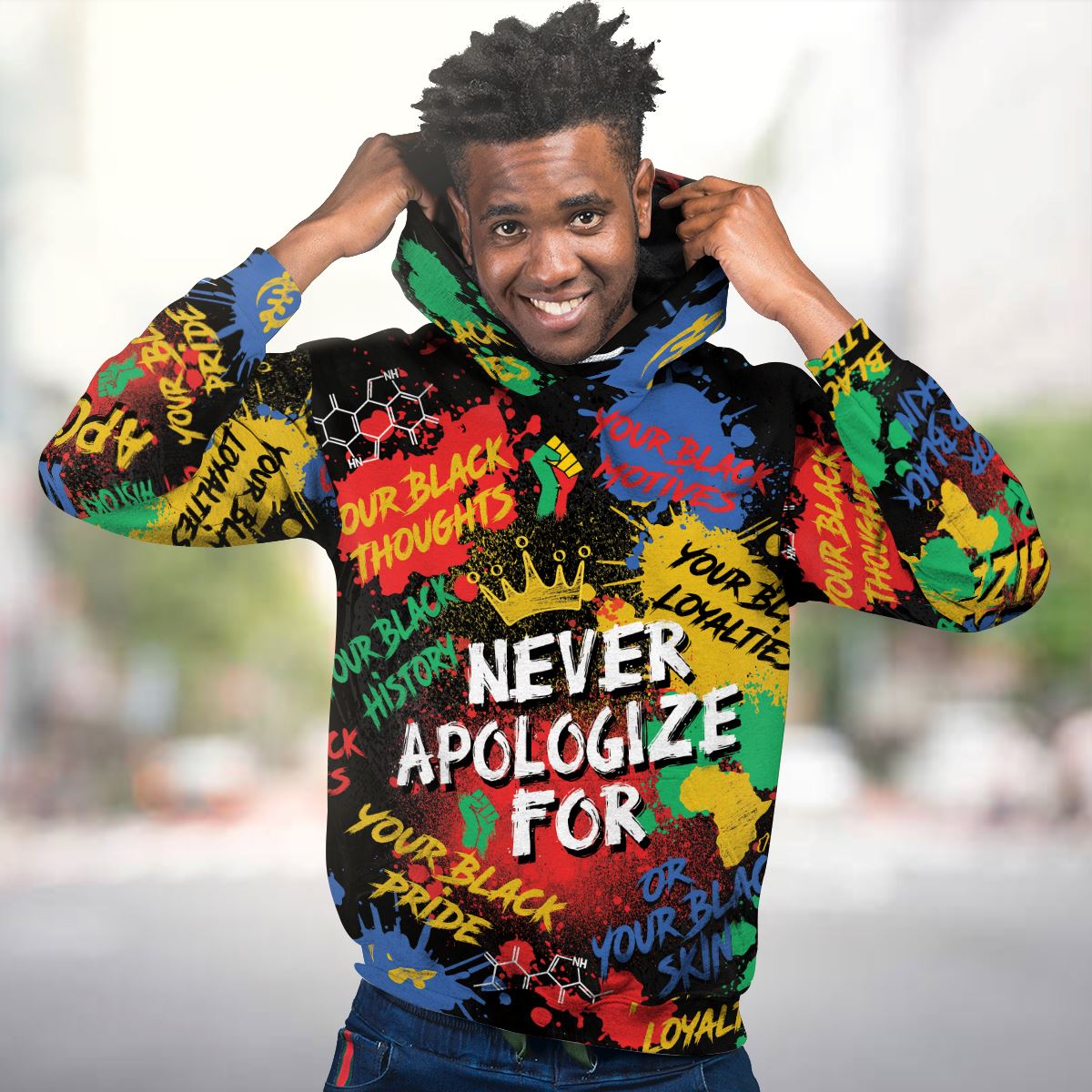 Never Apologize For Being Black Premium Hoodie Fleece Hoodie Zootop Bear 