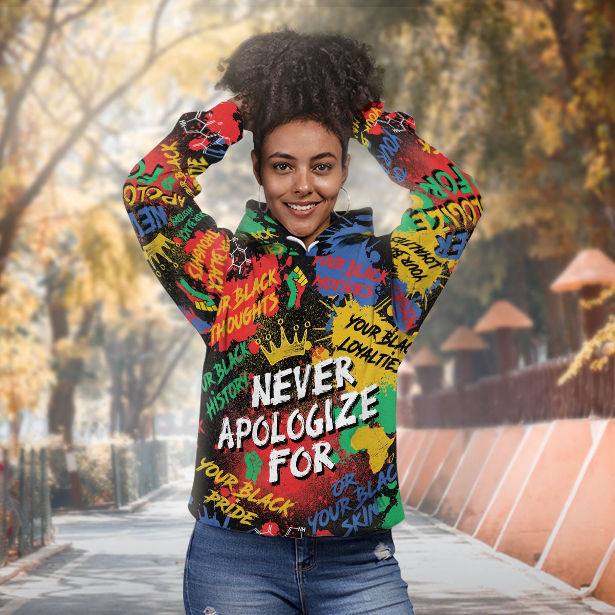 Never Apologize For Being Black Premium Hoodie Fleece Hoodie Zootop Bear 