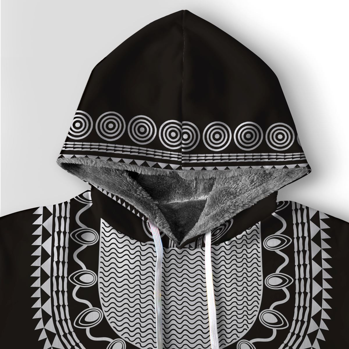 Printed Dashiki Color Black Premium Hoodie Fleece Hoodie Zootop Bear 