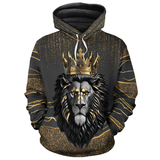 Black and Gold Lion Premium Hoodie Fleece Hoodie Zootop Bear