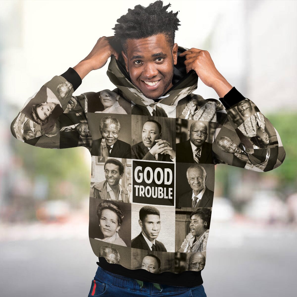Good Trouble Premium Hoodie Fleece Hoodie Zootop Bear 