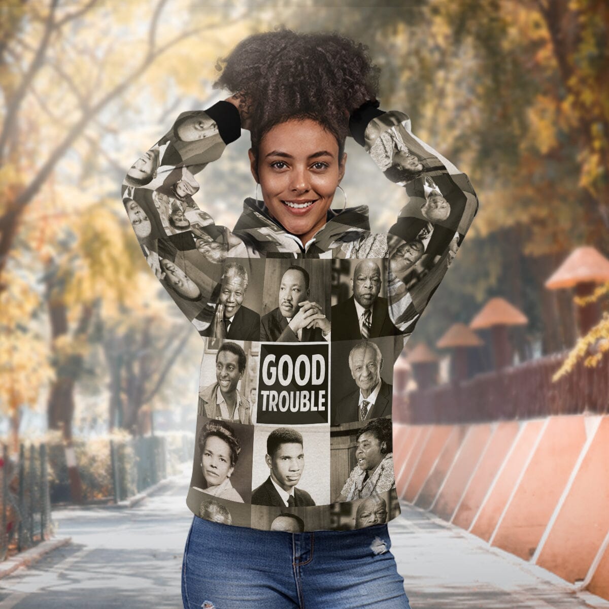 Good Trouble Premium Hoodie Fleece Hoodie Zootop Bear 