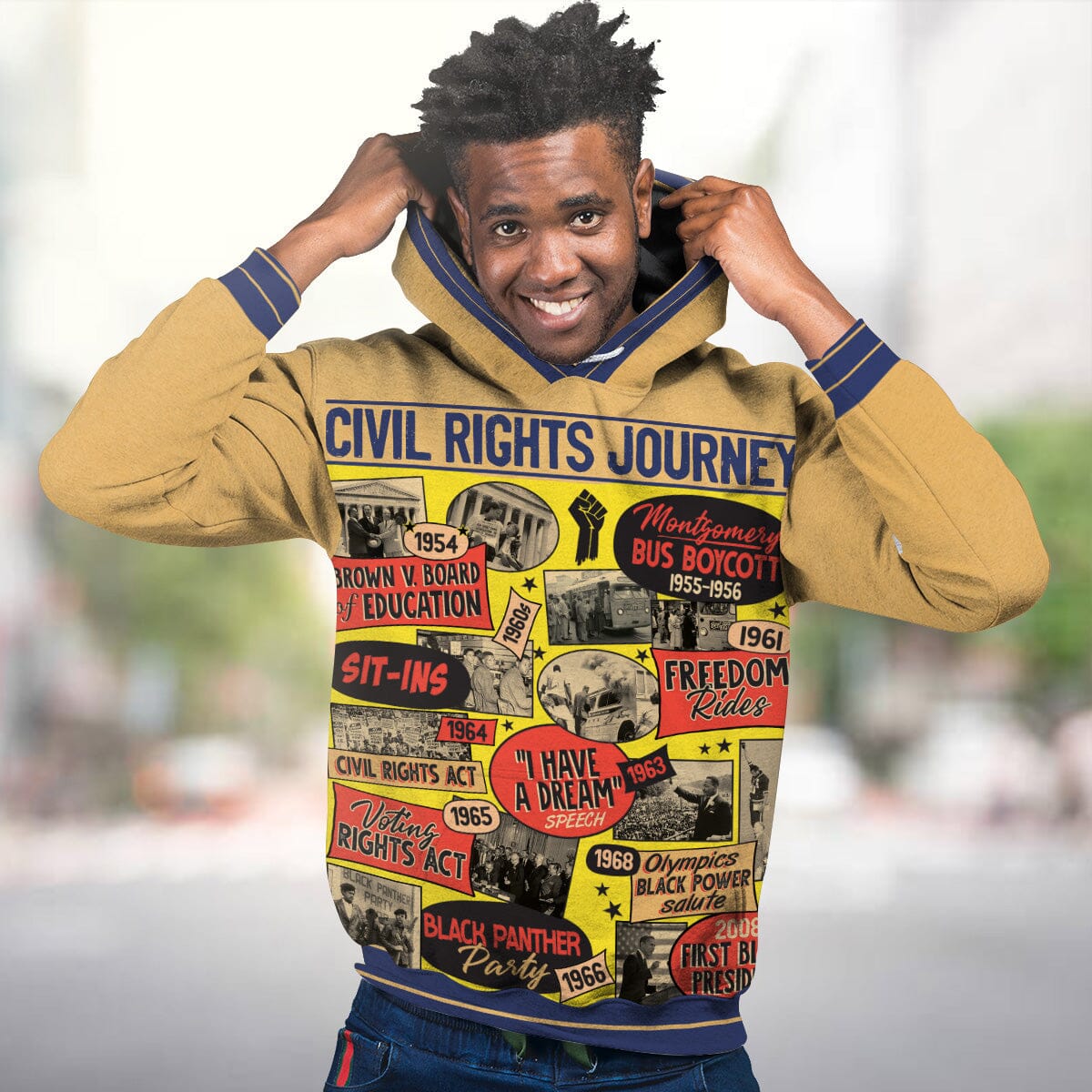 Civil Rights Events in 50s Style Premium Hoodie Fleece Hoodie Zootop Bear 