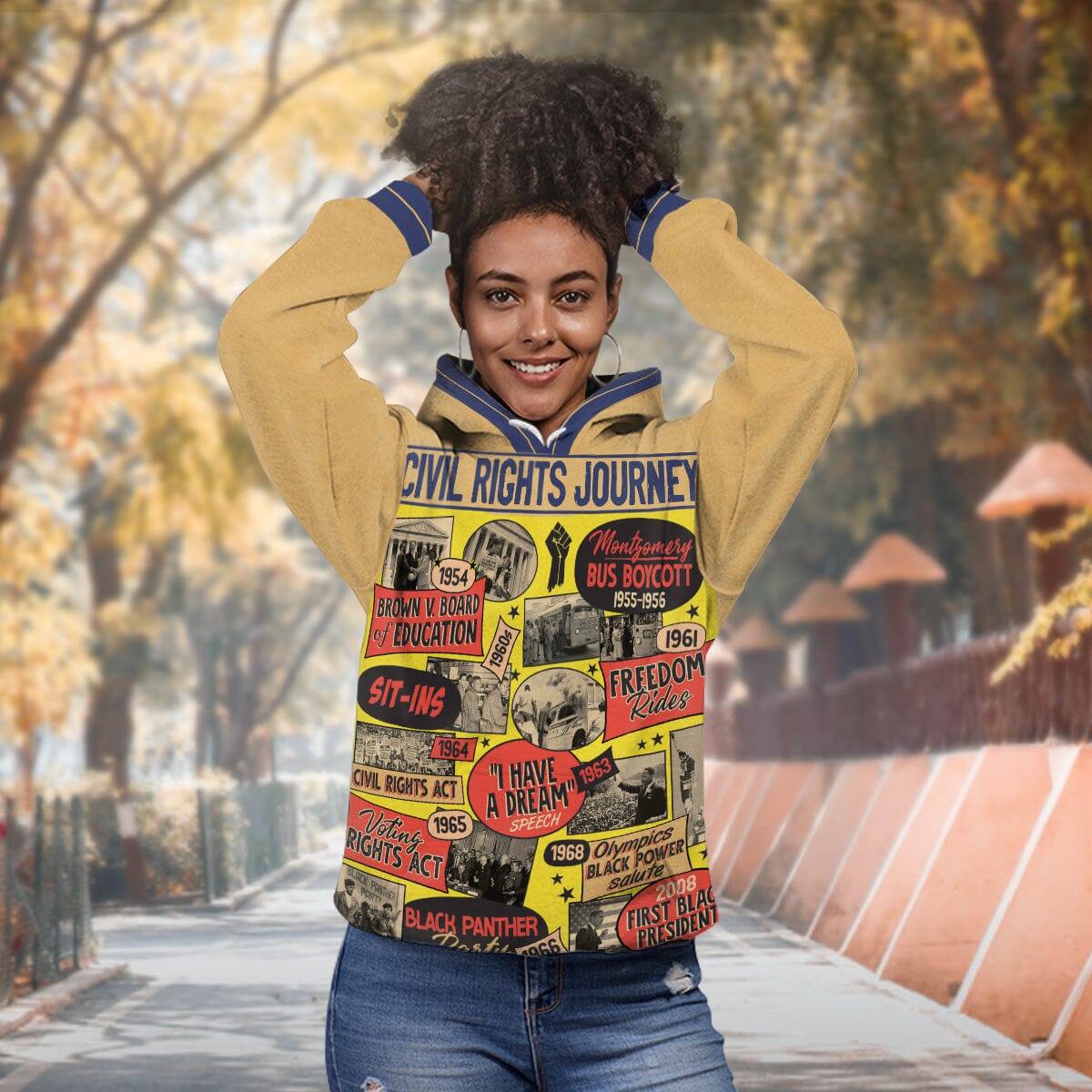Civil Rights Events in 50s Style Premium Hoodie Fleece Hoodie Zootop Bear 