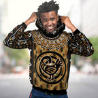 Printed Mud Cloth and Adinkra Symbol Premium Hoodie Fleece Hoodie Zootop Bear 