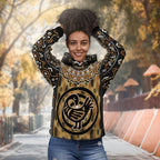 Printed Mud Cloth and Adinkra Symbol Premium Hoodie Fleece Hoodie Zootop Bear 
