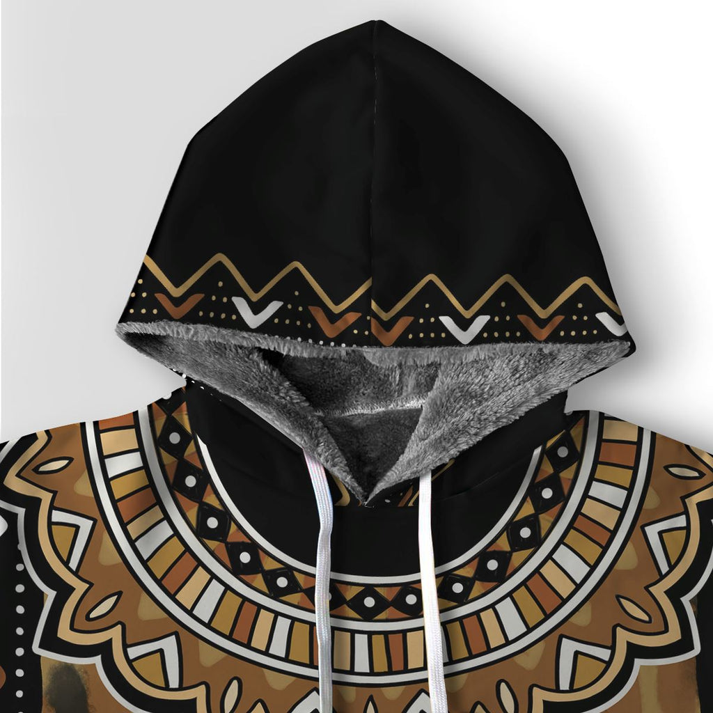 Printed Mud Cloth and Adinkra Symbol Premium Hoodie Fleece Hoodie Zootop Bear 