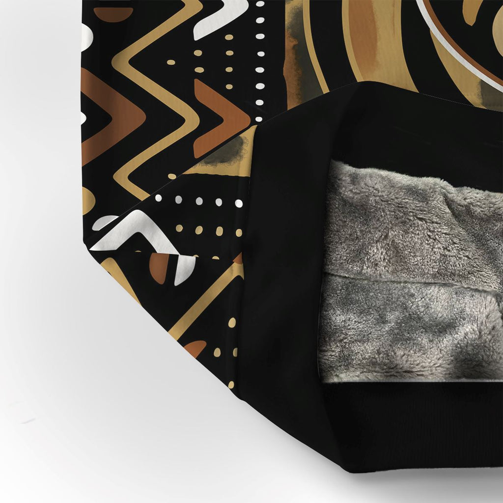 Printed Mud Cloth and Adinkra Symbol Premium Hoodie Fleece Hoodie Zootop Bear 