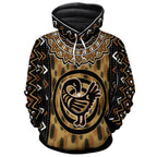 Printed Mud Cloth and Adinkra Symbol Premium Hoodie Fleece Hoodie Zootop Bear 