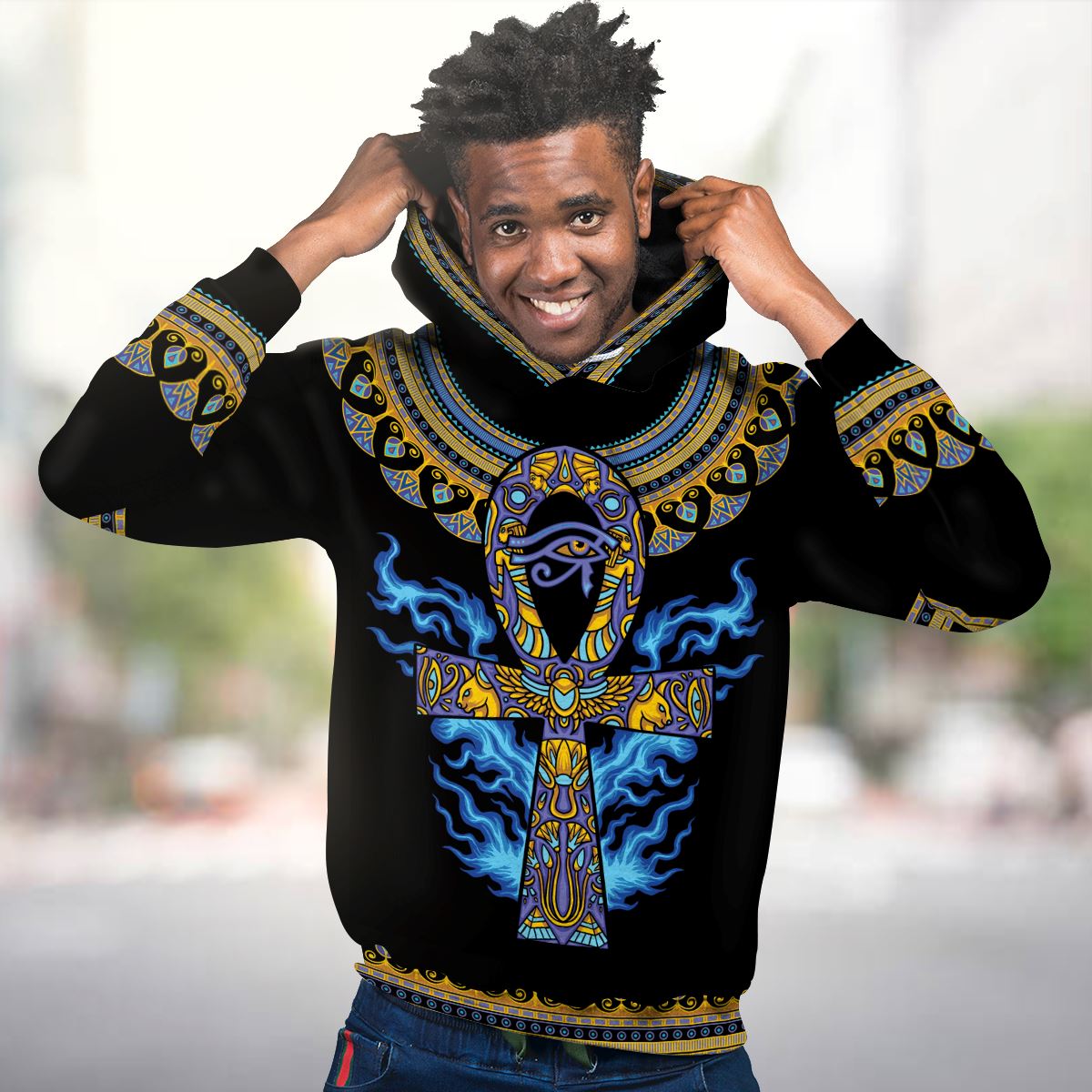 Egyptian Ankh Ft Eye Of Ra Premium Hoodie Fleece Hoodie Zootop Bear 