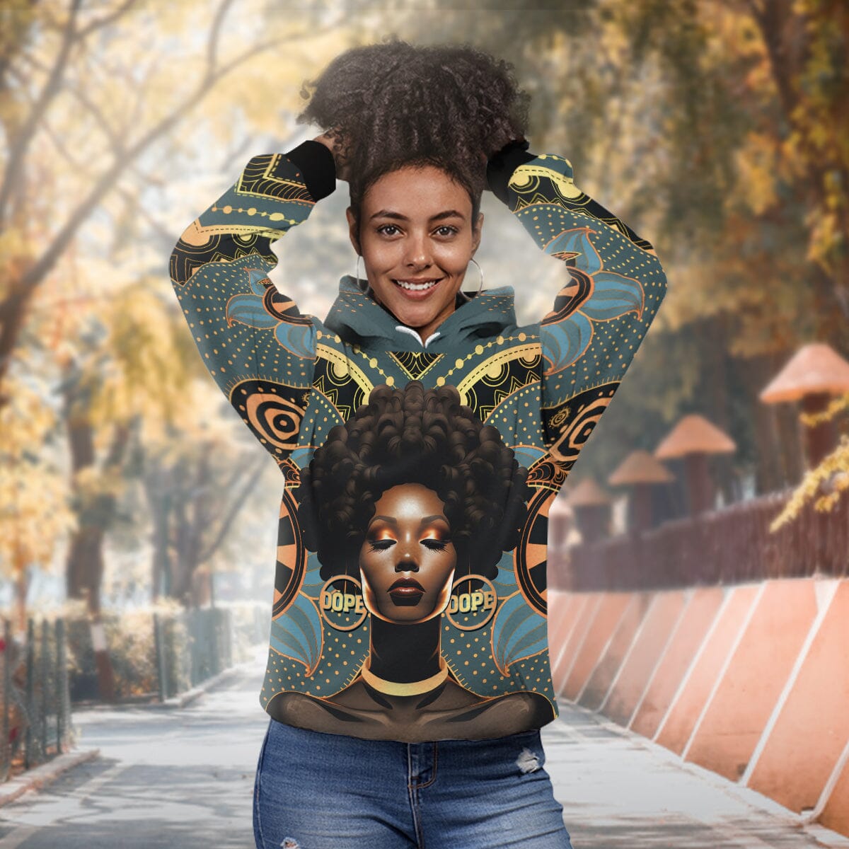 Powerful Woman in Patterns Premium Hoodie Fleece Hoodie Zootop Bear 