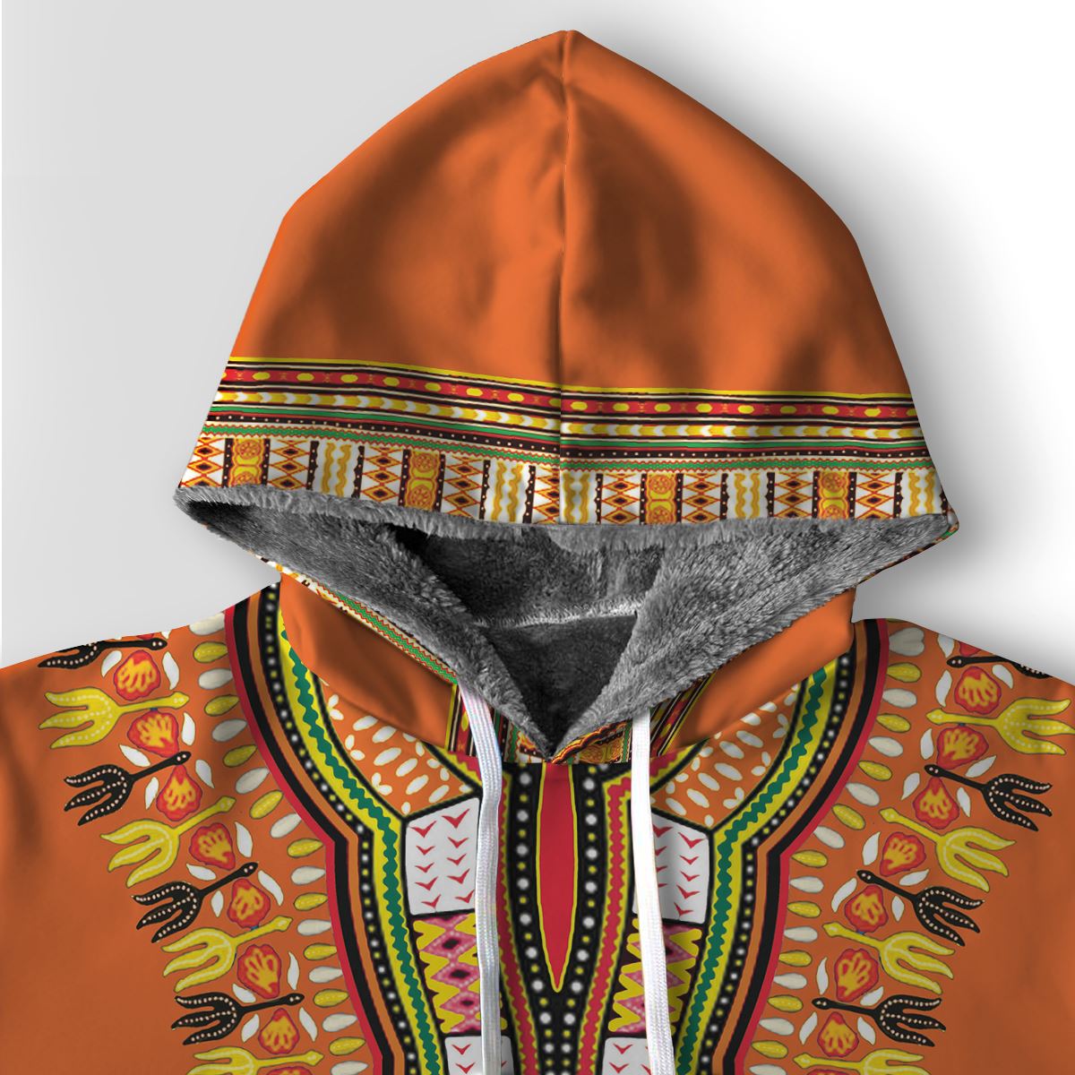 Printed Dashiki In Orange Premium Hoodie Fleece Hoodie Zootop Bear 