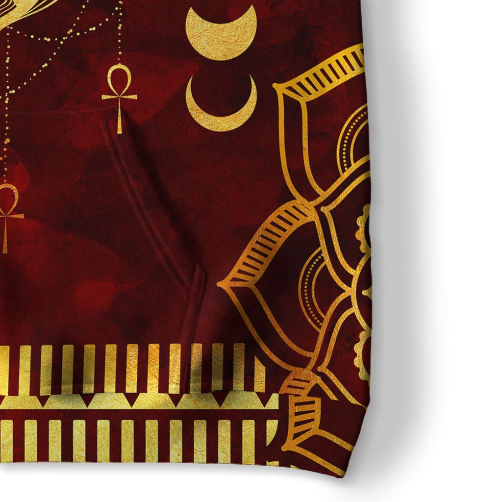 Anubis Pattern In Red Premium Hoodie Fleece Hoodie Zootop Bear 