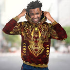 Anubis Pattern In Red Premium Hoodie Fleece Hoodie Zootop Bear 