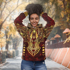 Anubis Pattern In Red Premium Hoodie Fleece Hoodie Zootop Bear 