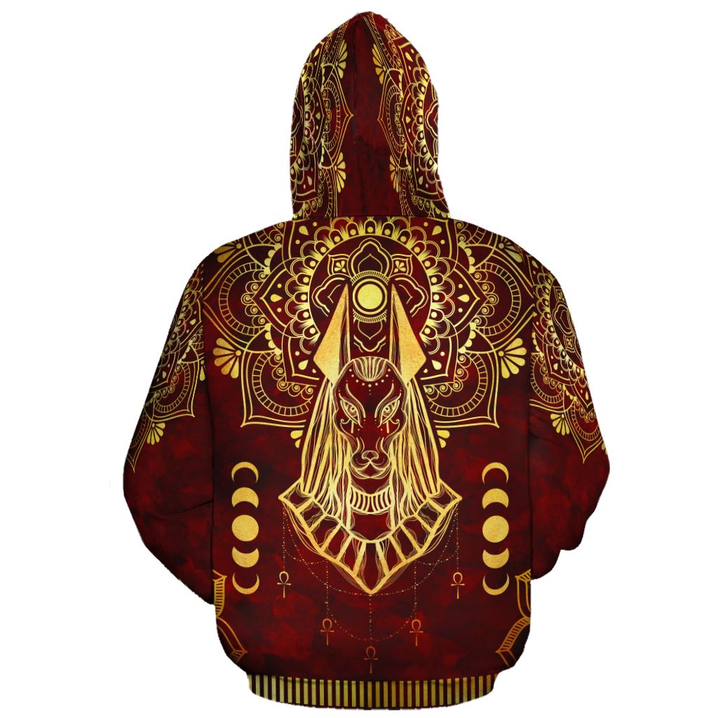 Anubis Pattern In Red Premium Hoodie Fleece Hoodie Zootop Bear 