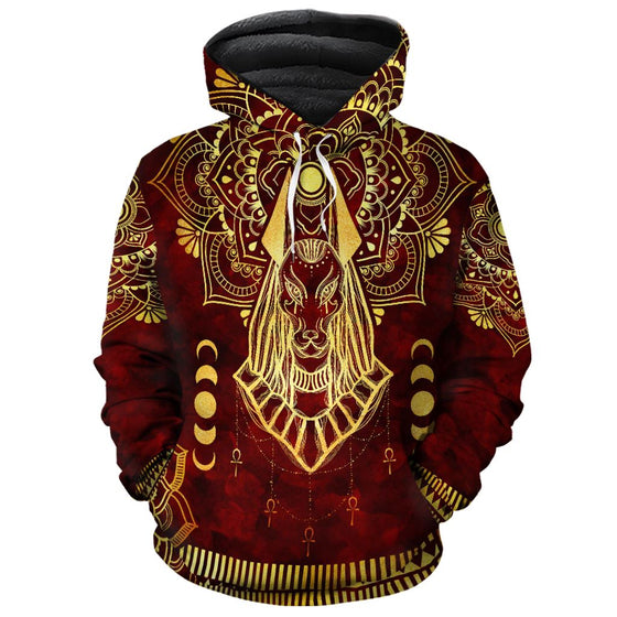 Anubis Pattern In Red Premium Hoodie Fleece Hoodie Zootop Bear Pullover S 