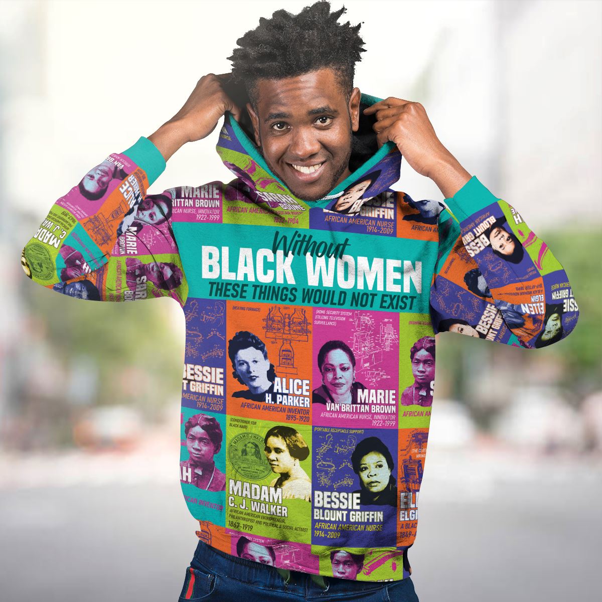 African Women Inventors Premium Hoodie Fleece Hoodie Zootop Bear 