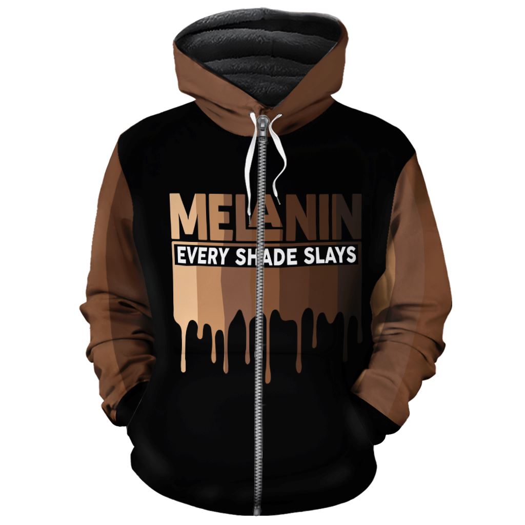 Every Shade Slays Melanin Premium Hoodie Fleece Hoodie Zootop Bear Zip S 
