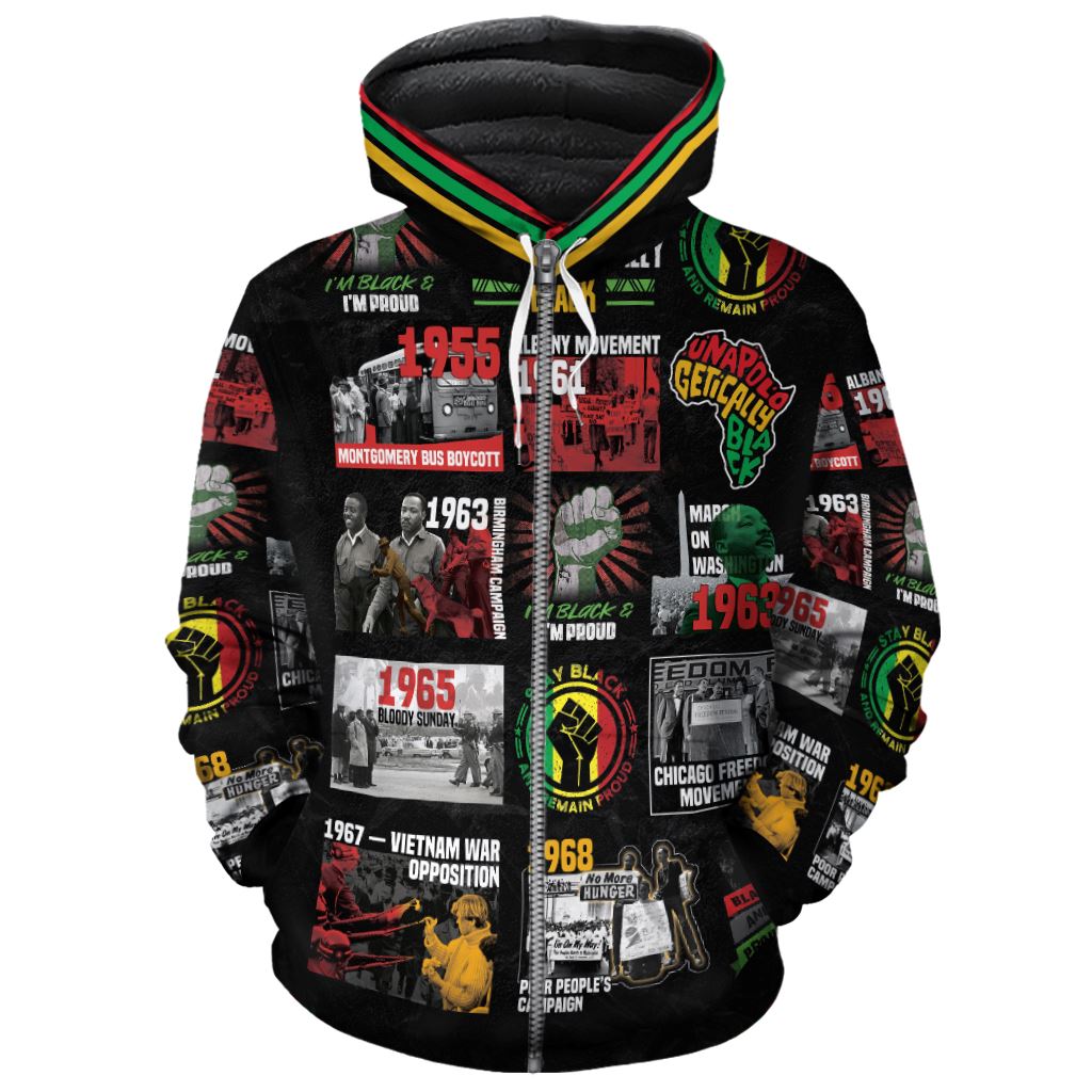 Civil Rights Movement Poster Art Premium Hoodie Fleece Hoodie Zootop Bear Zip S 