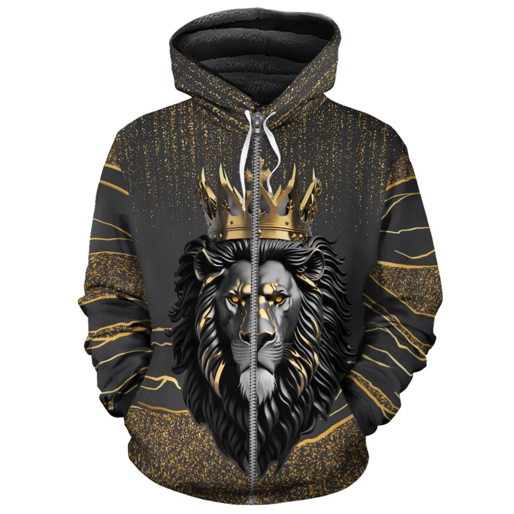 Black and Gold Lion Premium Hoodie Fleece Hoodie Zootop Bear 