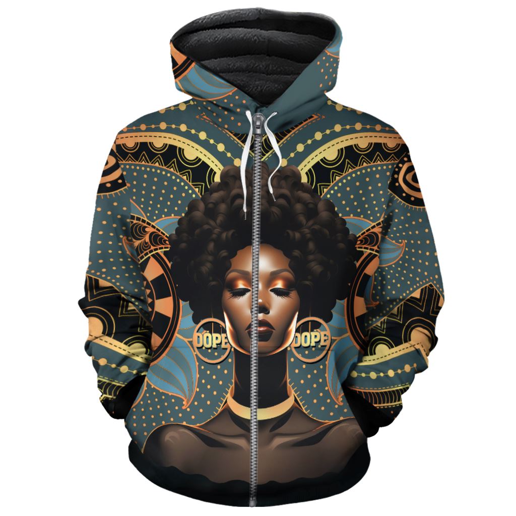 Powerful Woman in Patterns Premium Hoodie Fleece Hoodie Zootop Bear Zip S 
