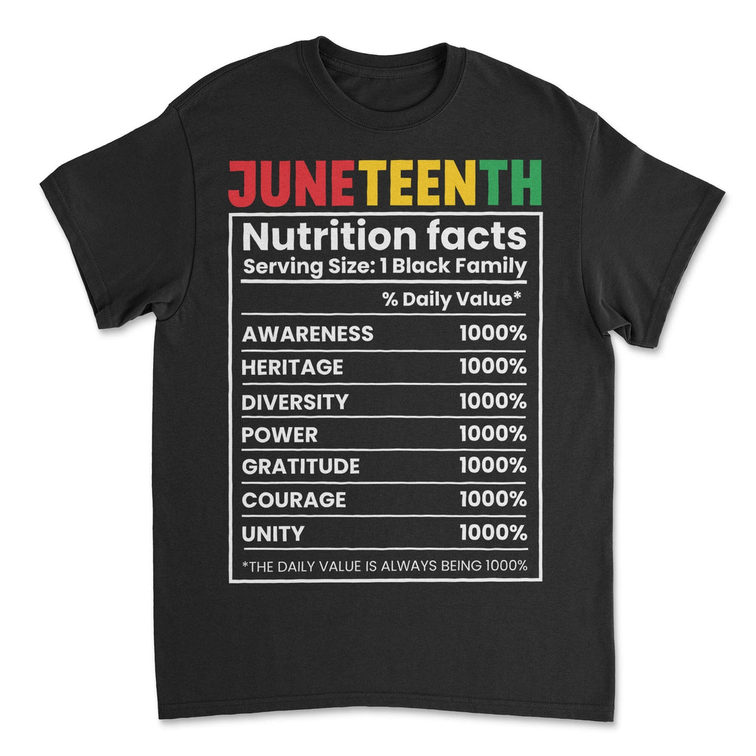Juneteenth Nutrition Facts T-shirt Apparel Gearment Budget-friendly - Sturdy & Reliable Black S