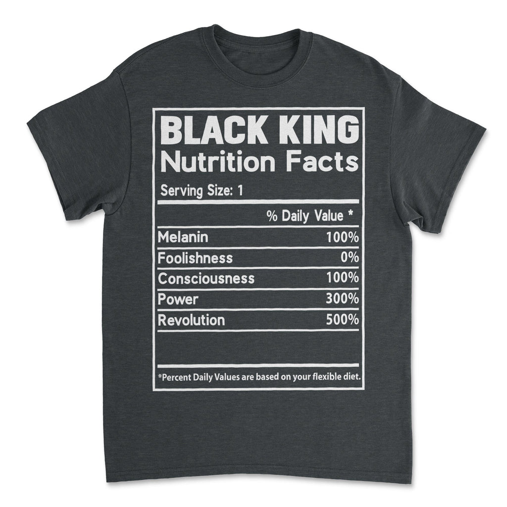 Black King Nutrition Facts T-shirt Apparel Gearment 