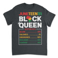 Juneteenth Black Queen Nutrition Facts T-shirt Apparel Gearment 