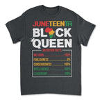 Juneteenth Black Queen Nutrition Facts T-shirt Apparel Gearment 