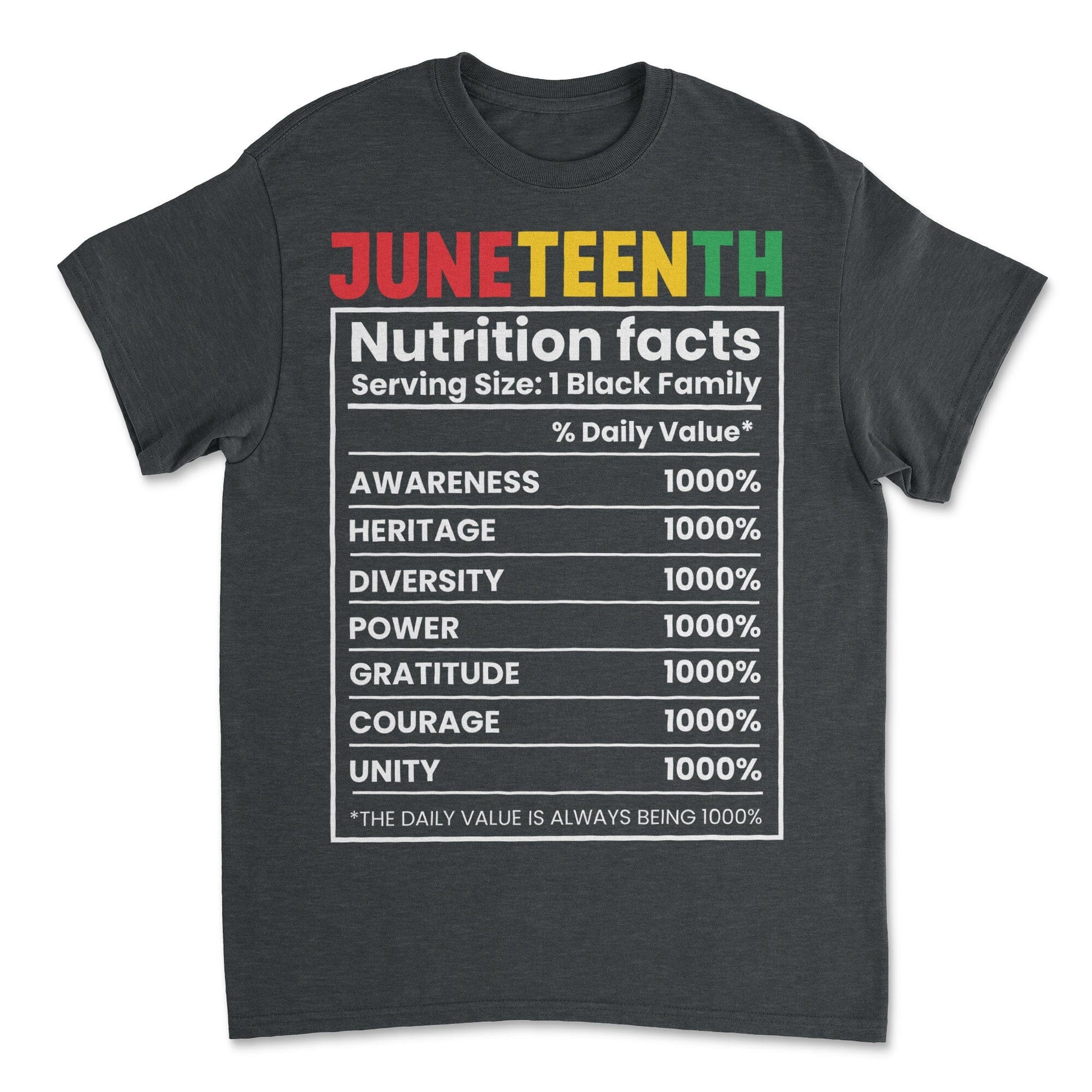Juneteenth Nutrition Facts T-shirt Apparel Gearment Budget-friendly - Sturdy & Reliable Dark Heather S