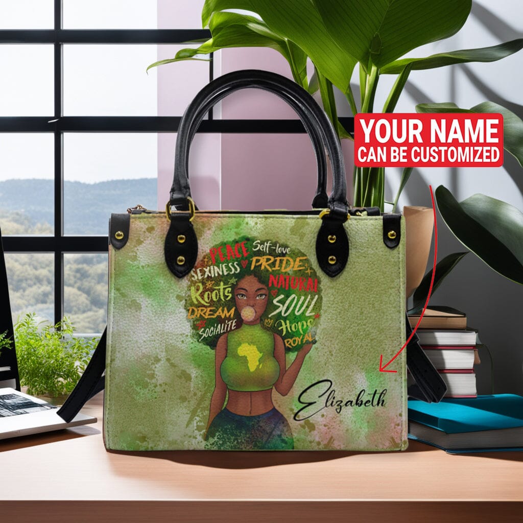 Personalized Black Girl Afro Leather Handbag Leather Handbag Highcommerce 