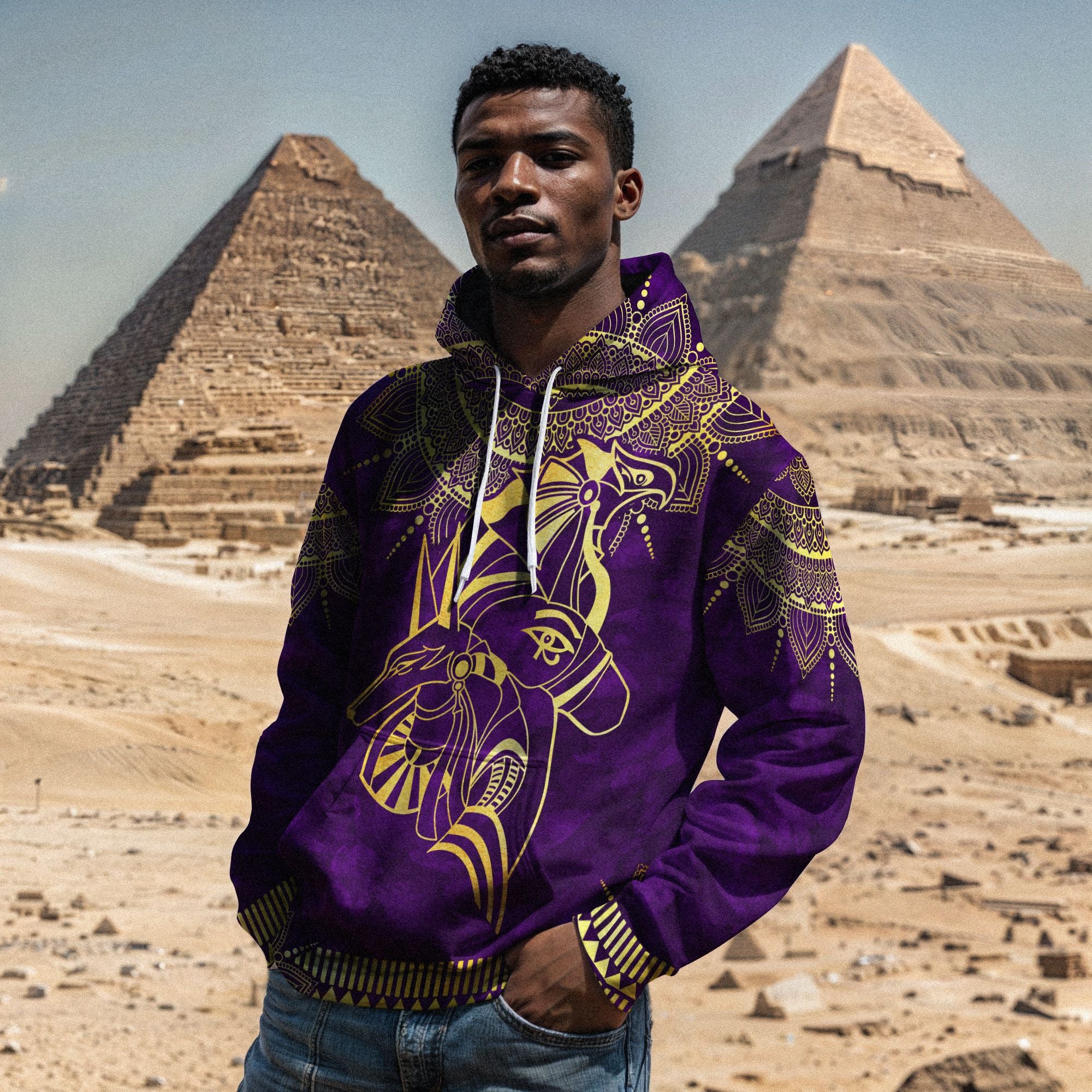 Anubis & Horus 2 All-over Hoodie | African American Clothing