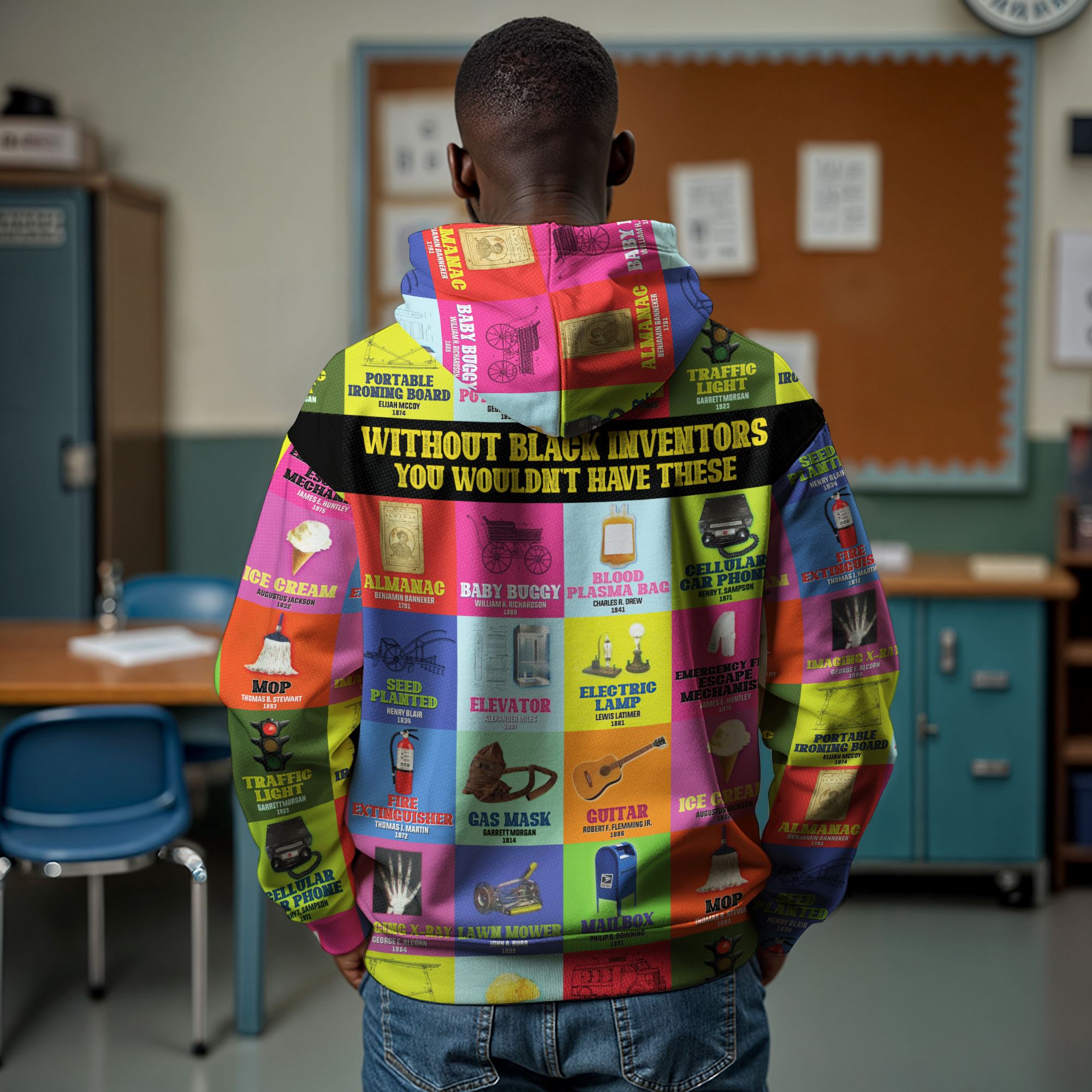 Black Inventions All-over Hoodie | African American Clothing