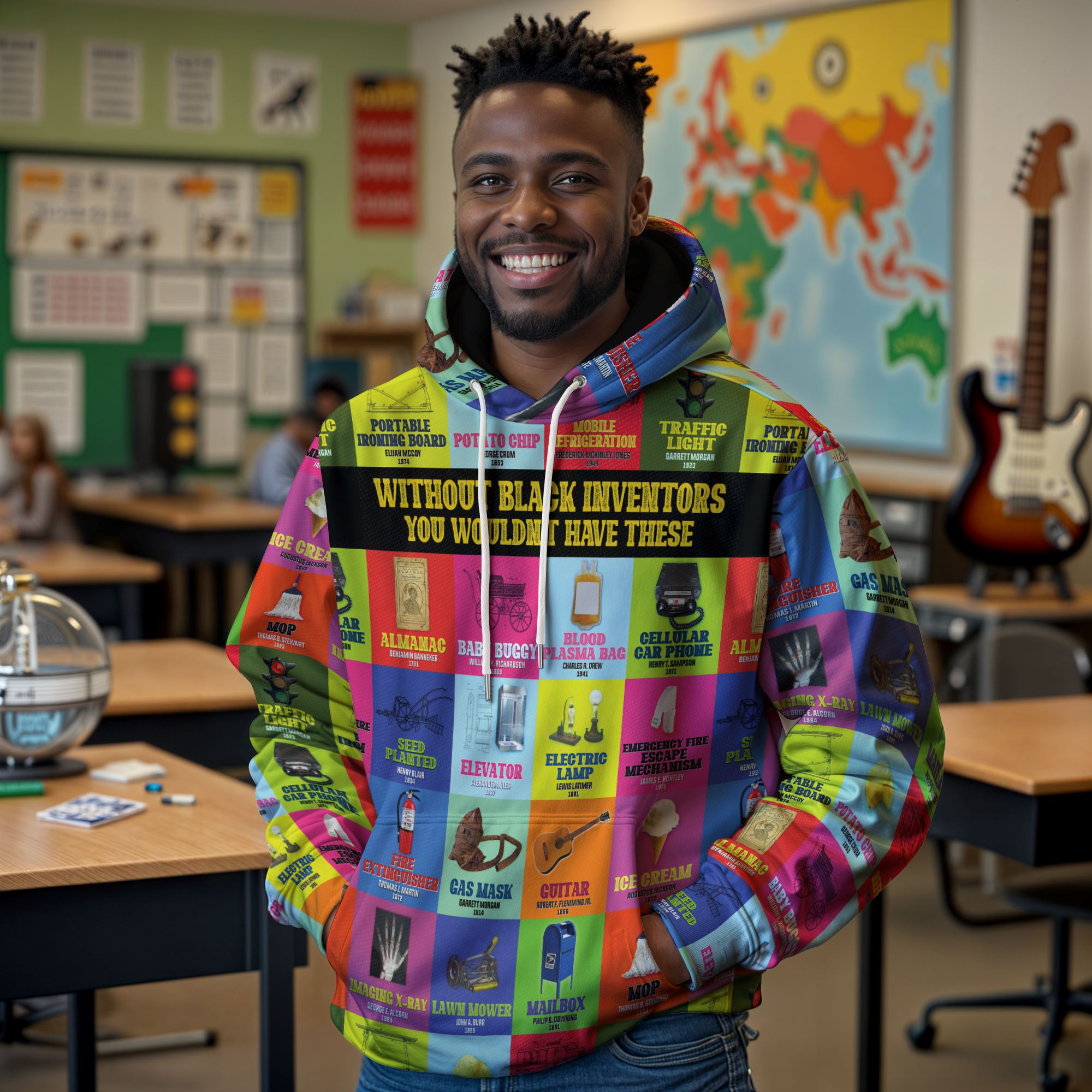 Black Inventions All-over Hoodie | African American Clothing
