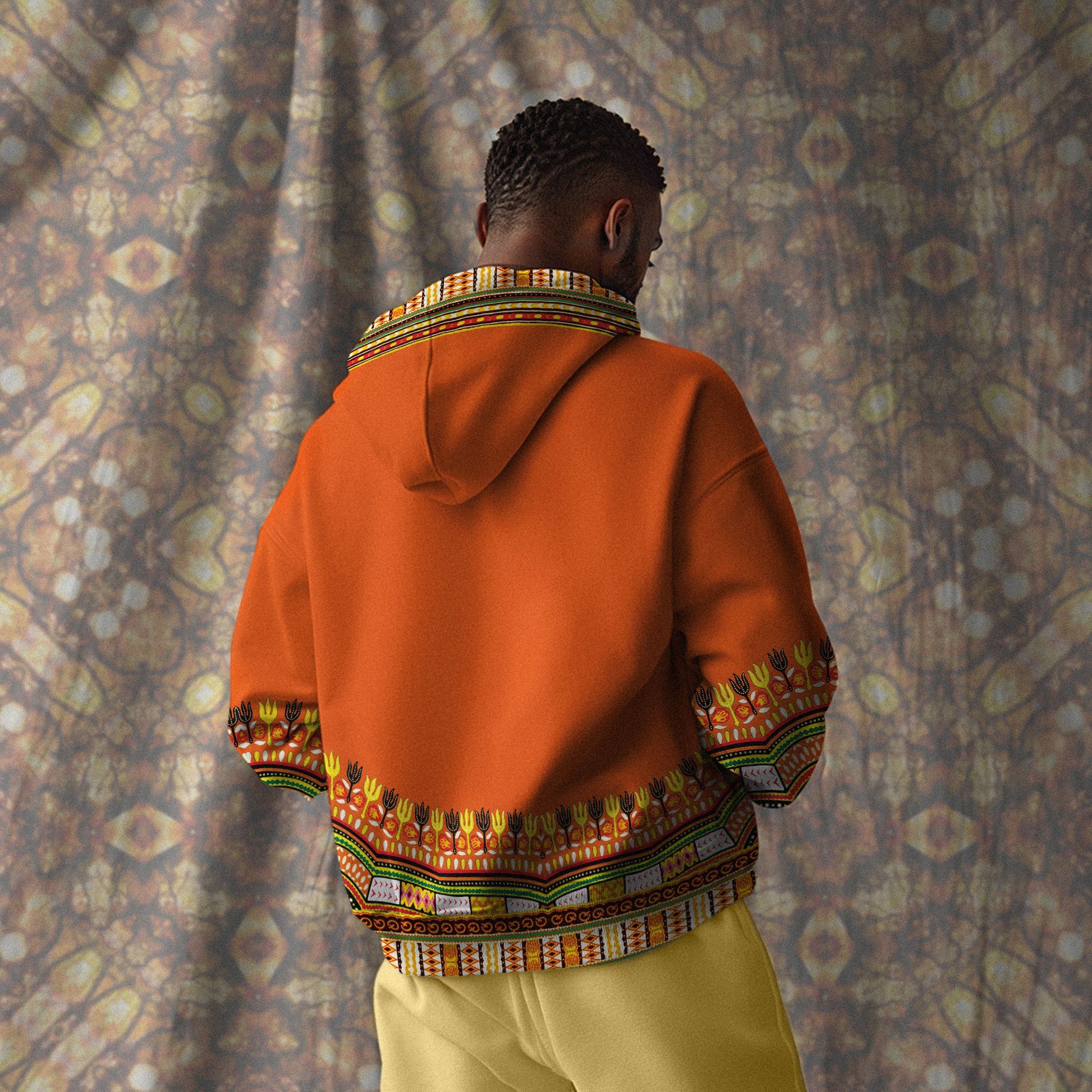 Printed Dashiki In Orange All-over Hoodie Hoodie Tianci 