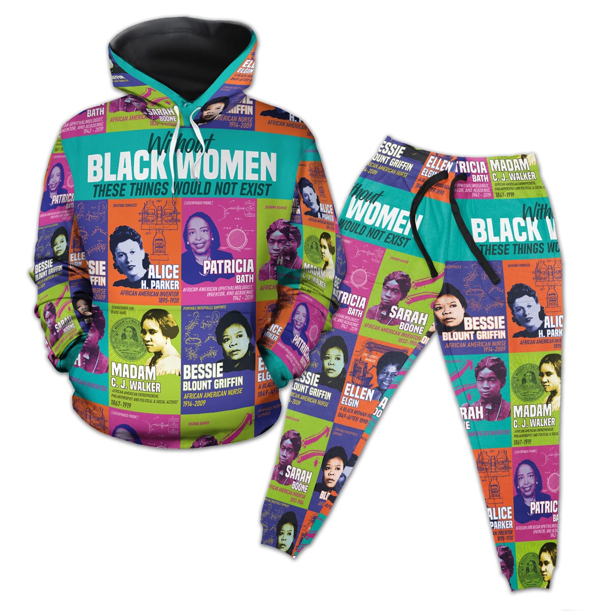 African Women Inventors All-over Hoodie And Joggers Set Hoodie Joggers Set Tianci 