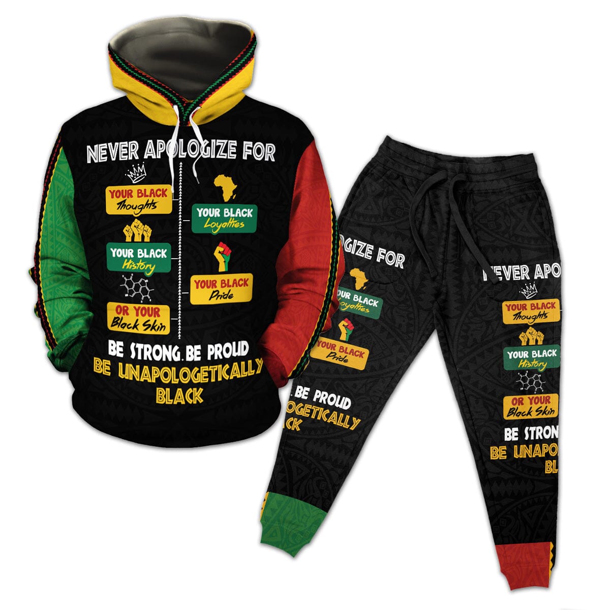 Never Apologize For Your Pride All-over Hoodie And Joggers Set Hoodie Joggers Set Tianci 