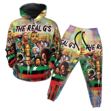 The Real G's All-over Hoodie And Joggers Set Hoodie Joggers Set Tianci 
