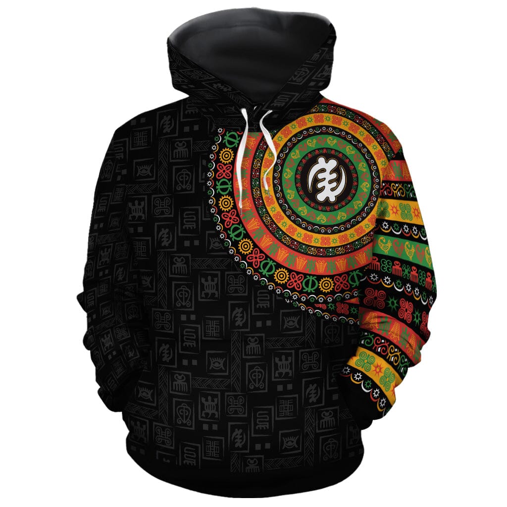 Adinkra Symbols Print Sleeve All-over Hoodie Hoodie Tianci Pullover S 