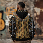 Printed Mud Cloth and Adinkra Symbol All-over Hoodie Hoodie Tianci 