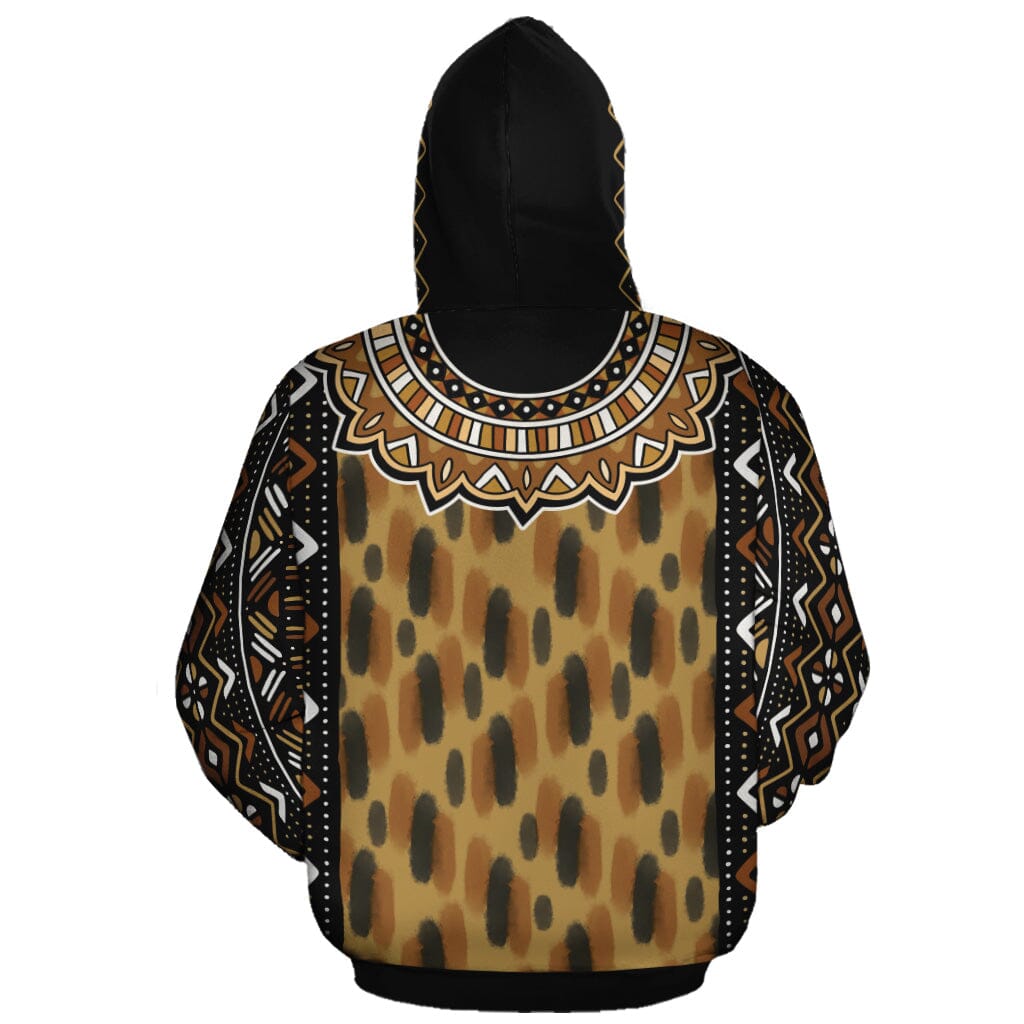 Printed Mud Cloth and Adinkra Symbol All-over Hoodie Hoodie Tianci 