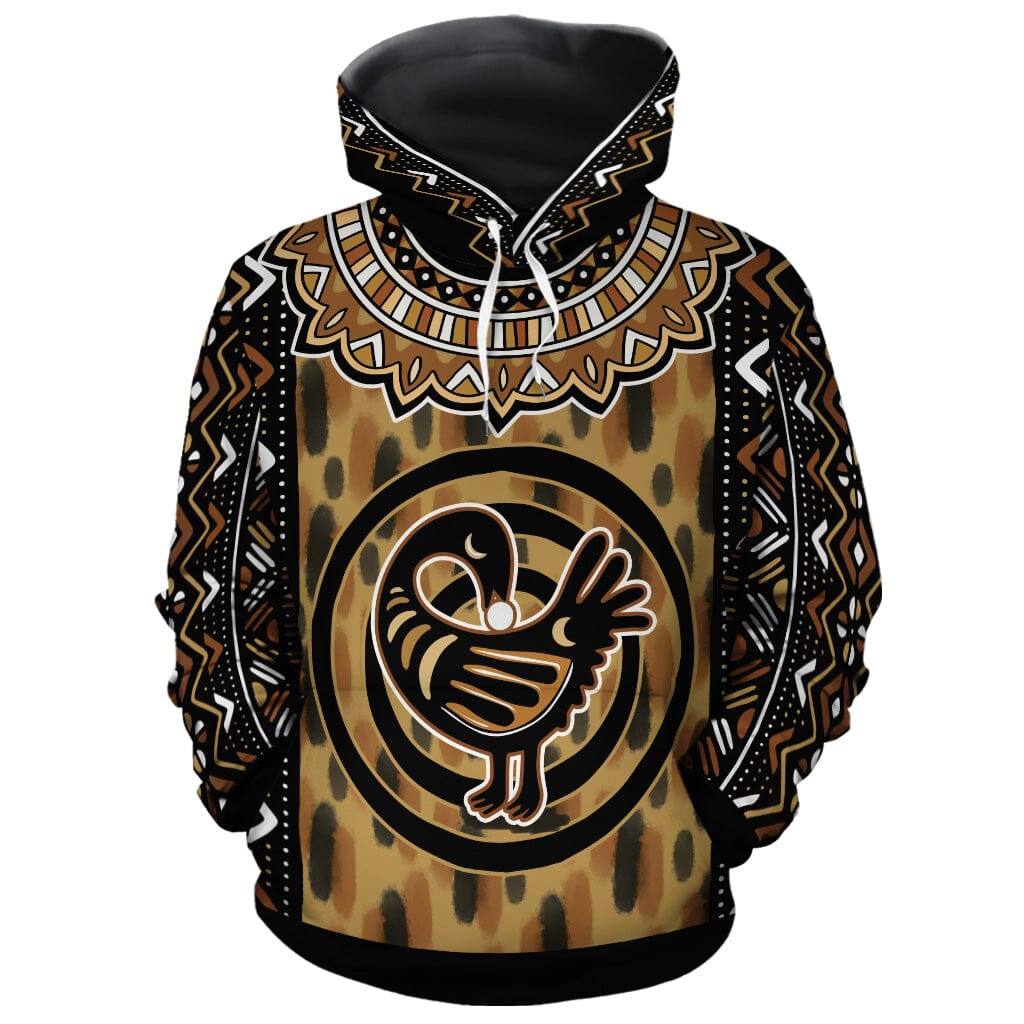 Printed Mud Cloth and Adinkra Symbol All-over Hoodie Hoodie Tianci Pullover S 